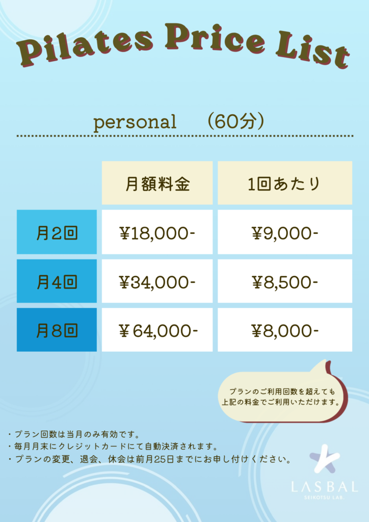 ピラティス料金表